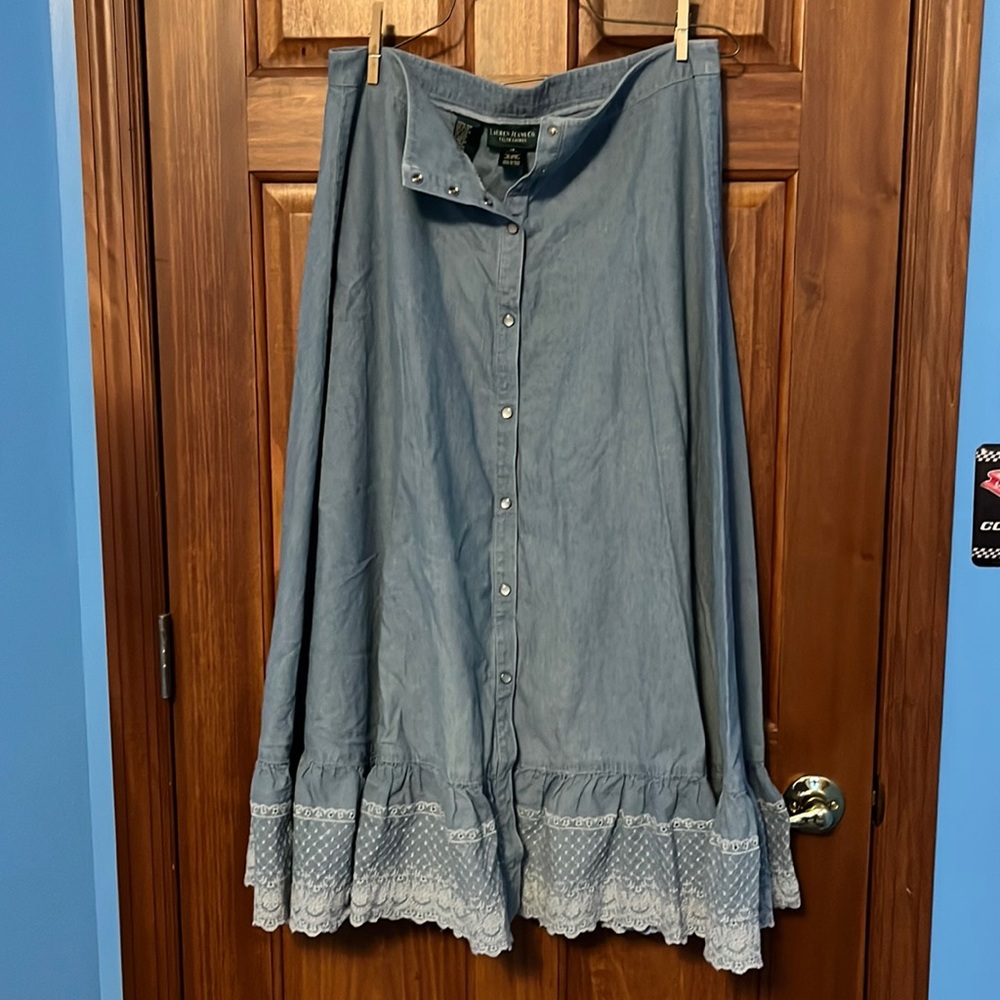 Ralph Lauren Western/Prairie A-Line Skirt with Lace Hem